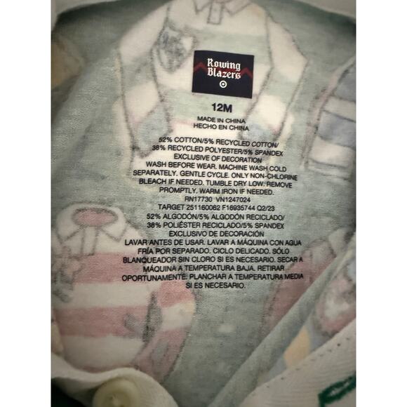Rowing Blazers Target Baby Boy Long Sleeve Green One-piece Rugby Shirt Print 12M - Picture 3 of 3